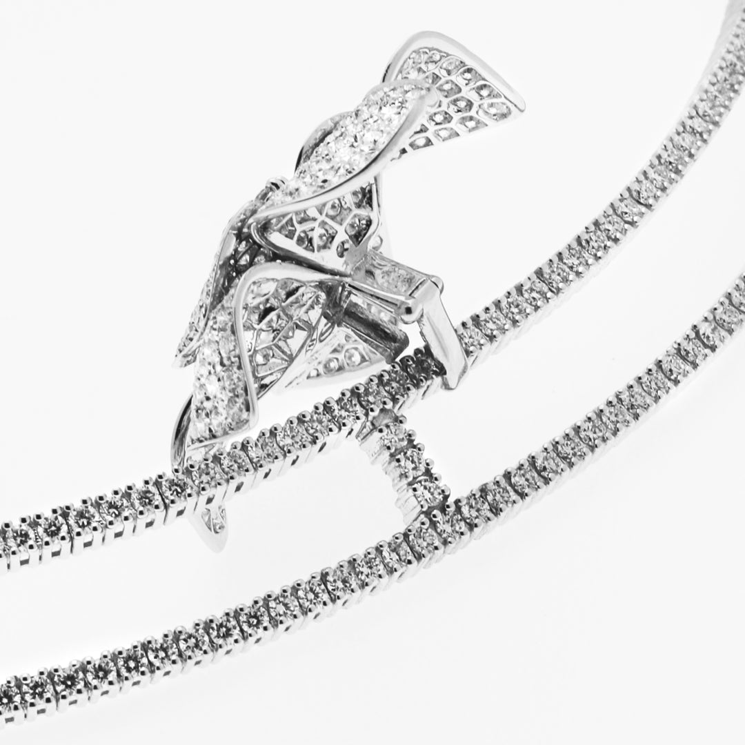 Diamond Flower Necklace in 18K White Gold
