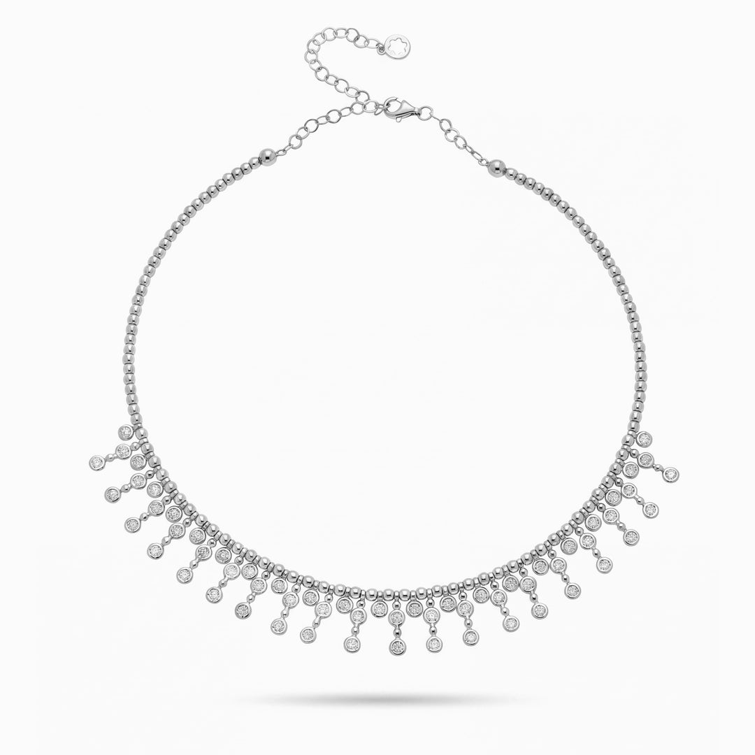 Diamond Fringe Necklace in 18K White Gold