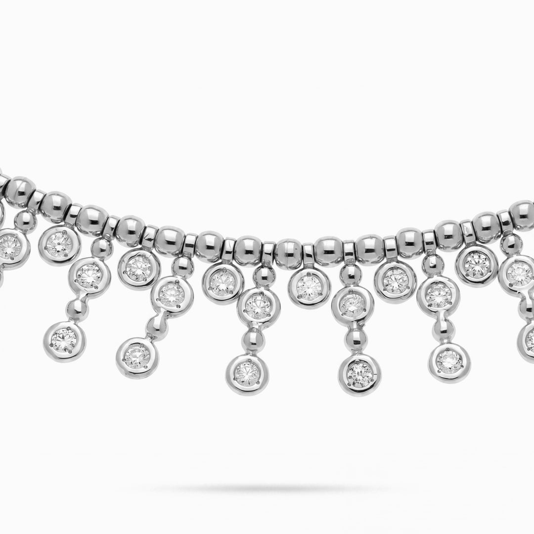 Diamond Fringe Necklace in 18K White Gold