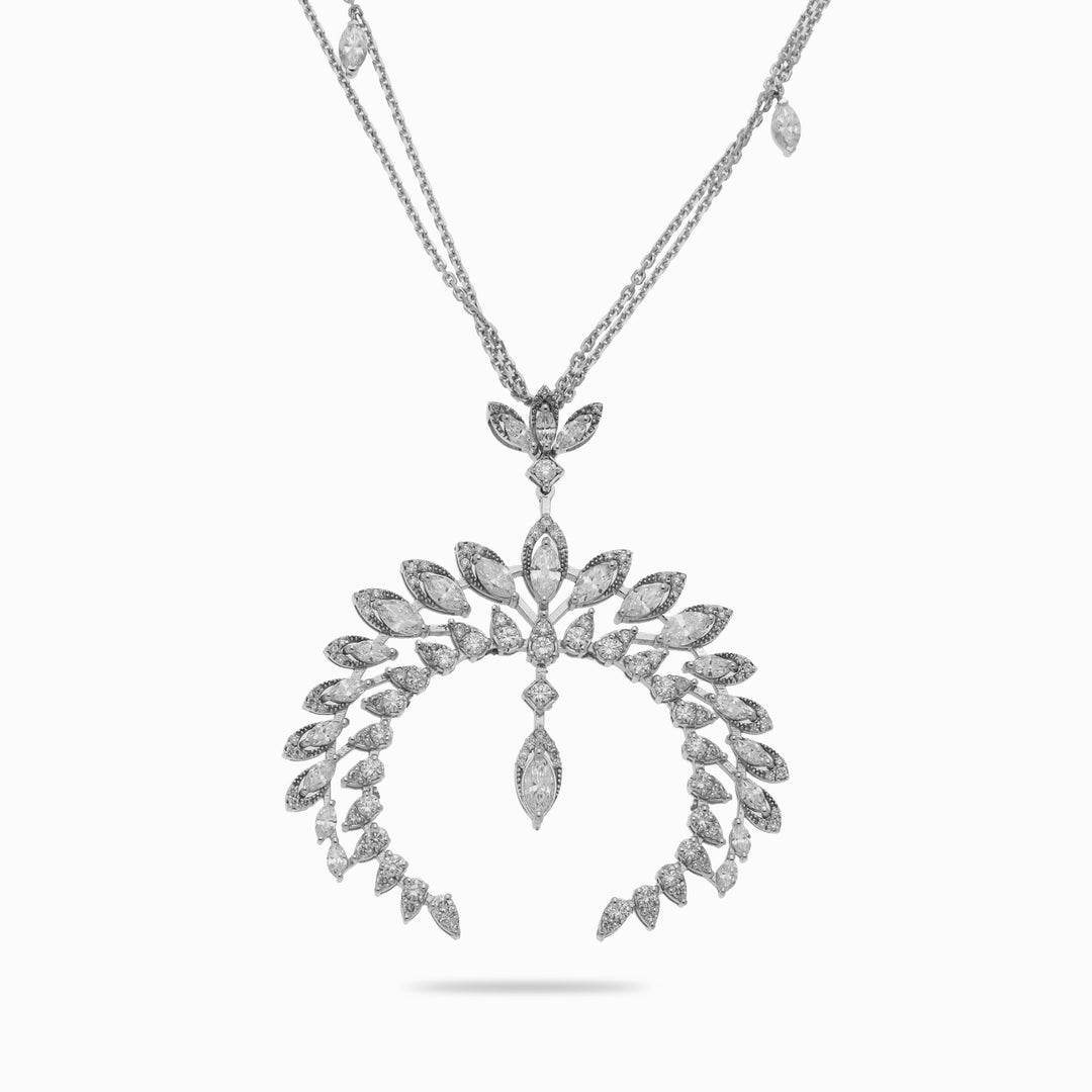 Diamond Wreath Necklace in 18K White Gold