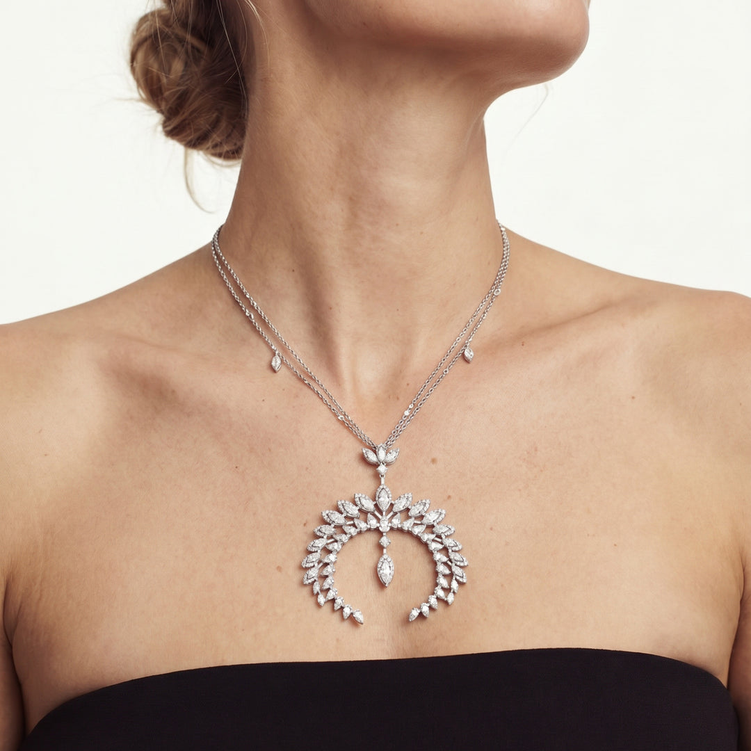 Diamond Wreath Necklace in 18K White Gold