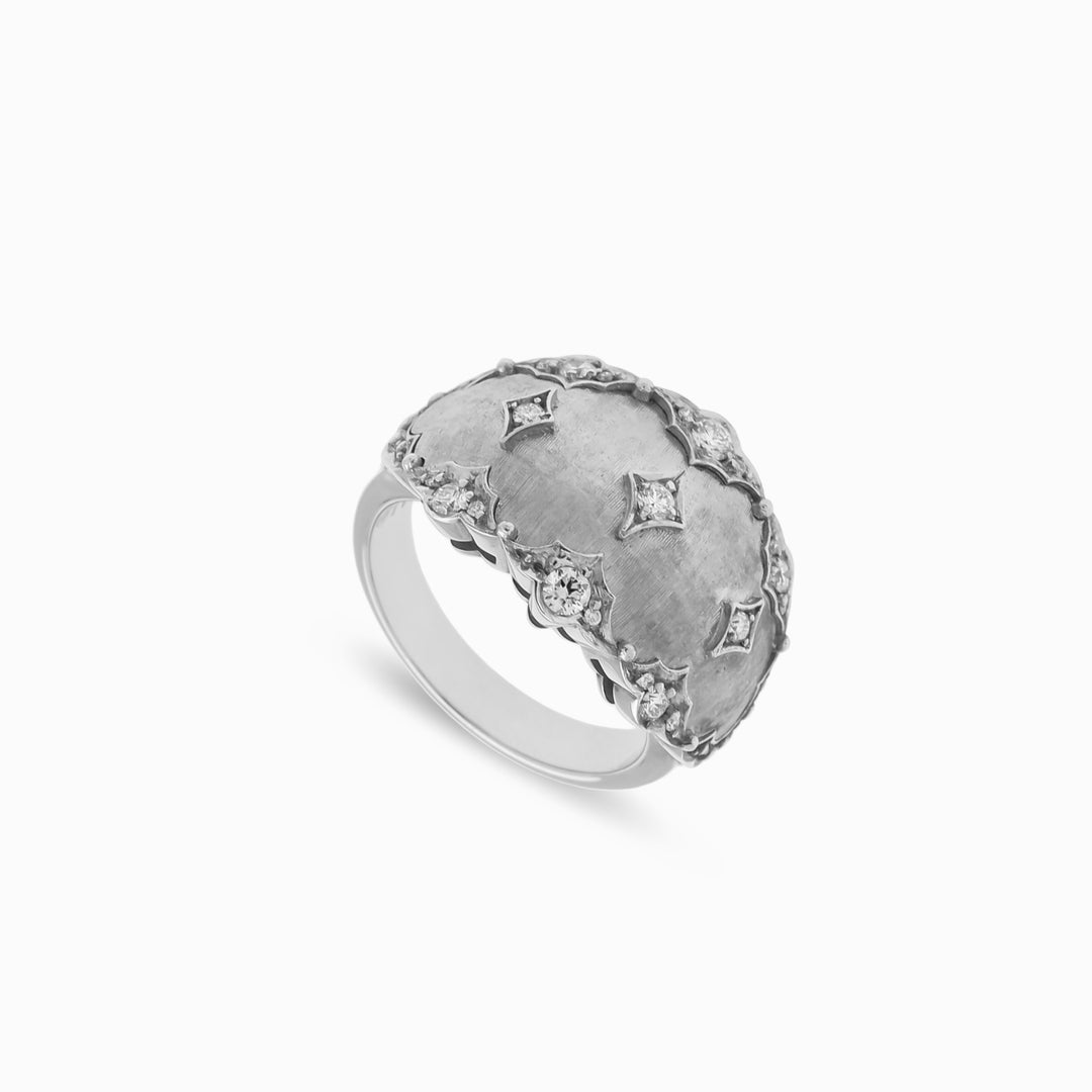 Floral Diamond Band in 18K White Gold