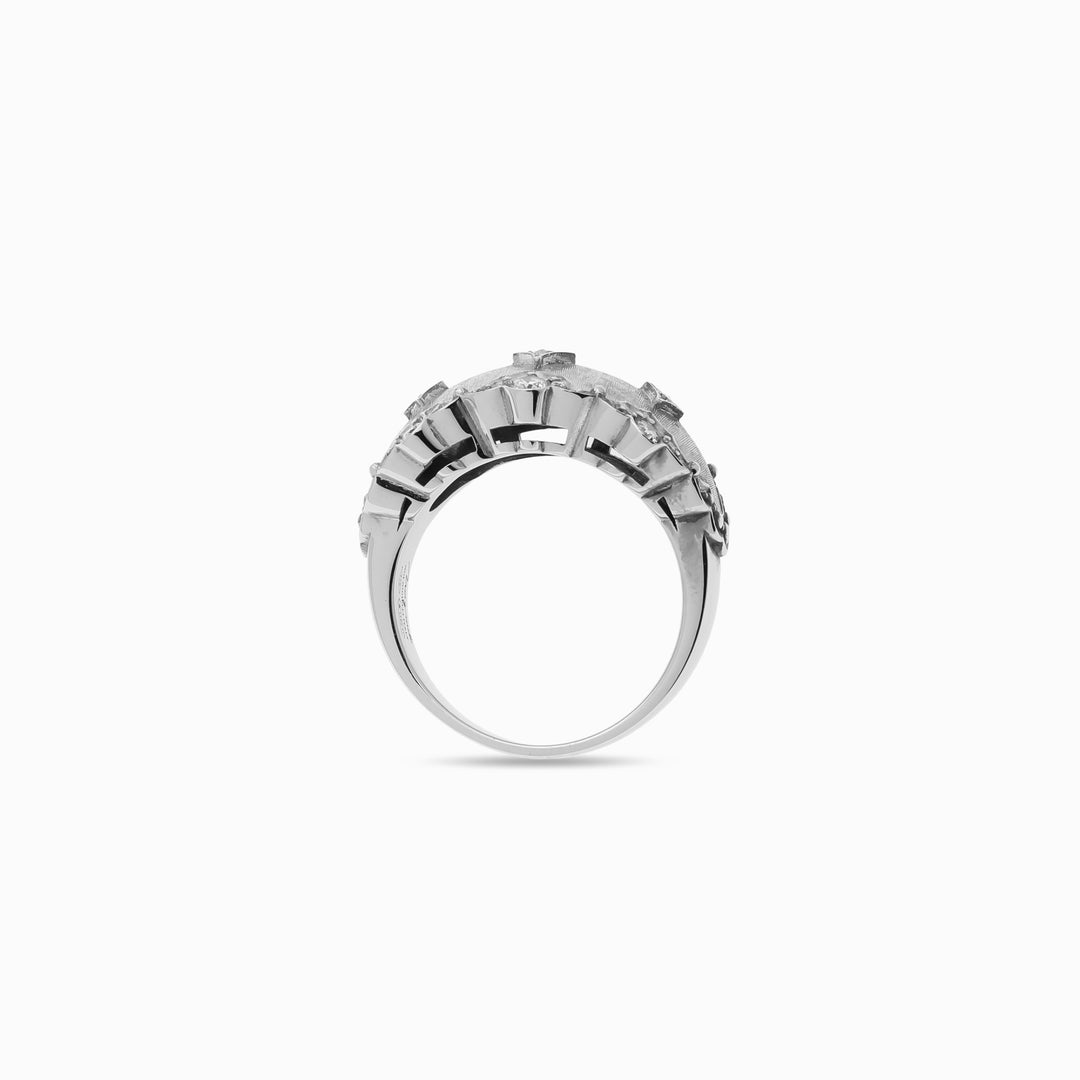 Floral Diamond Band in 18K White Gold