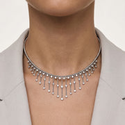 Grand Diamond Fringe Necklace in 18K White Gold