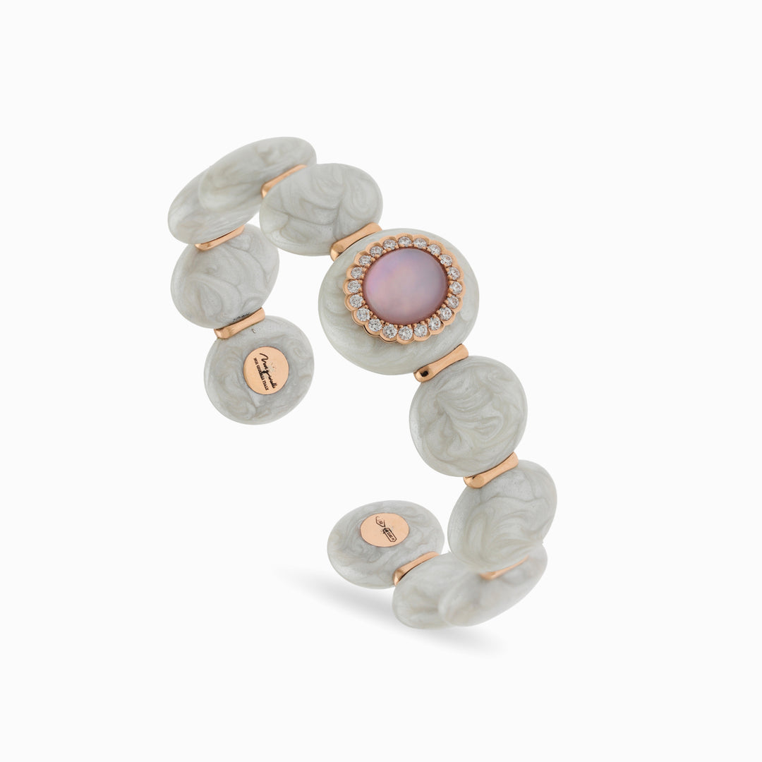 Mother-of-Pearl Beaded Bracelet in 18K Rose Gold