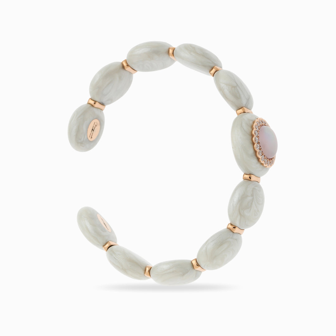 Mother-of-Pearl Beaded Bracelet in 18K Rose Gold