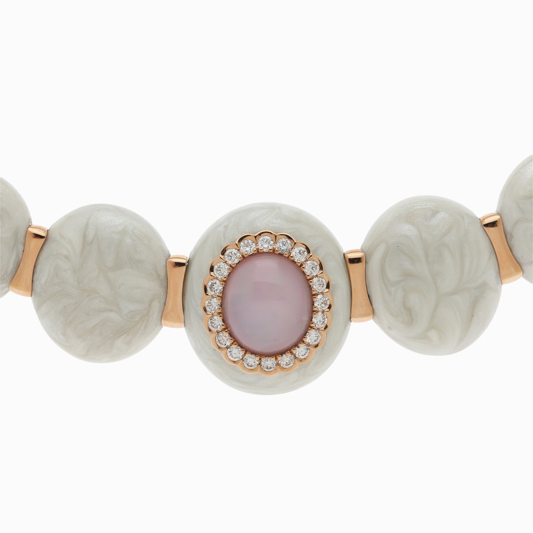 Mother-of-Pearl Beaded Necklace in 18K Rose Gold