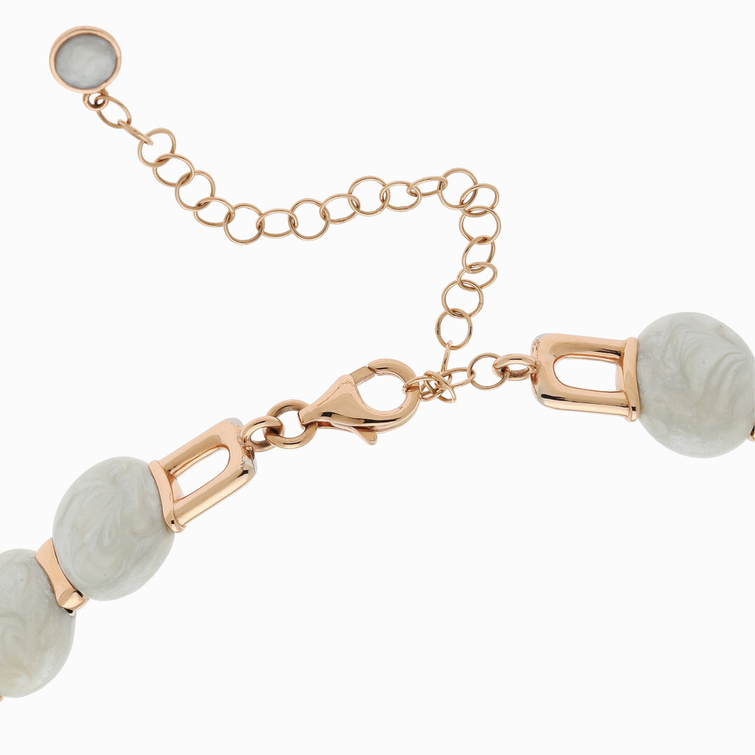 Mother-of-Pearl Beaded Necklace in 18K Rose Gold