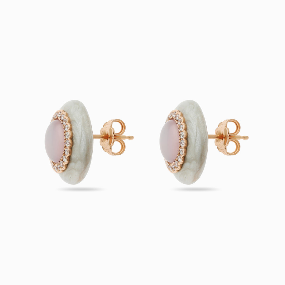 Mother-of-Pearl Studs in 18K Rose Gold