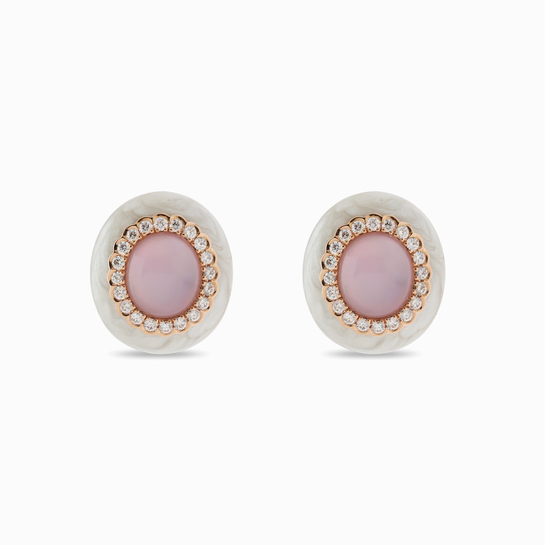 Mother-of-Pearl Studs in 18K Rose Gold