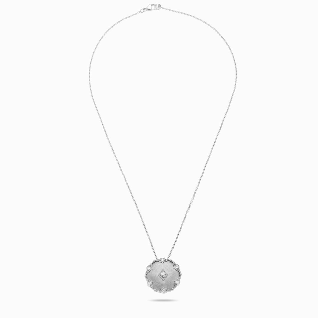 Pavé Disc Necklace in 18K White Gold