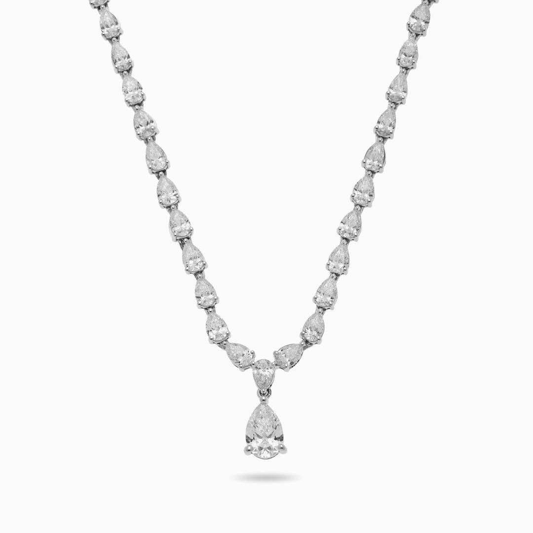 Pear-Cut Diamond Necklace in 18K White Gold