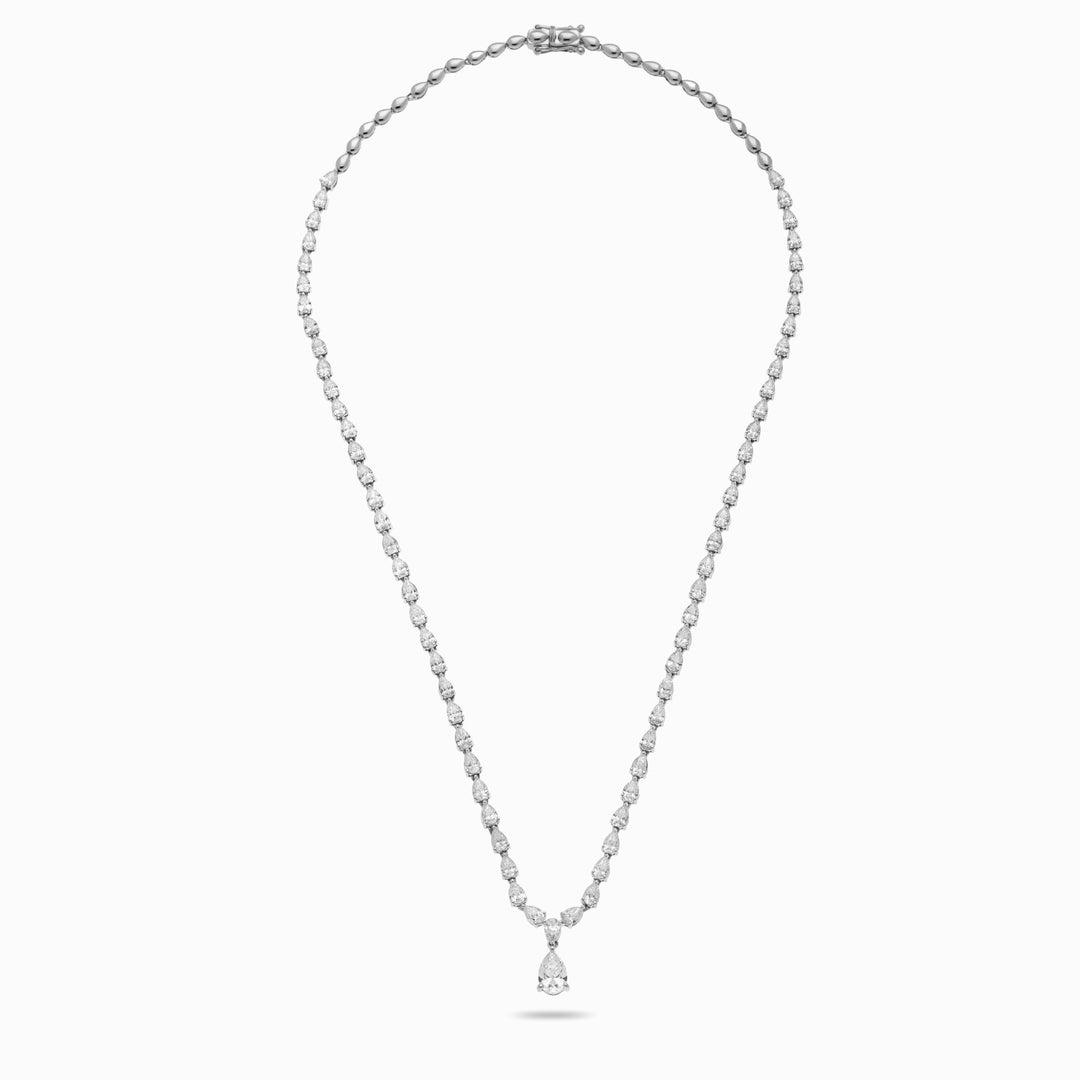 Pear-Cut Diamond Necklace in 18K White Gold