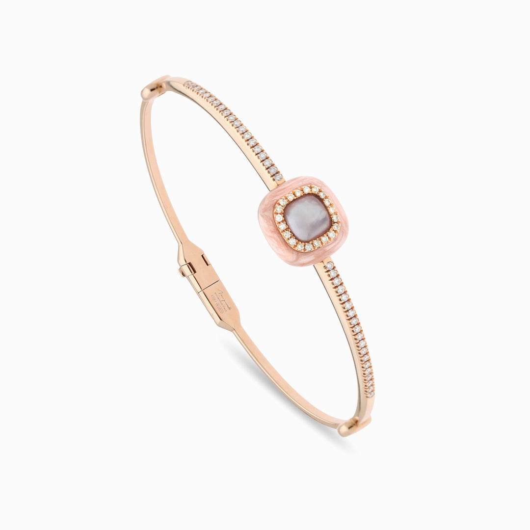 Pink Cabochon Bangle in 18K Rose Gold