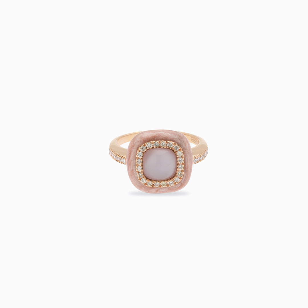 Pink Cabochon Ring in 18K Rose Gold