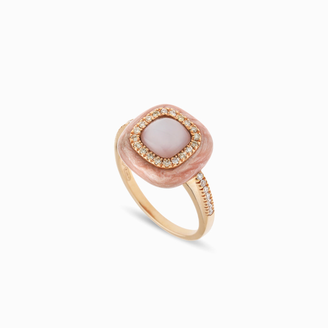 Pink Cabochon Ring in 18K Rose Gold