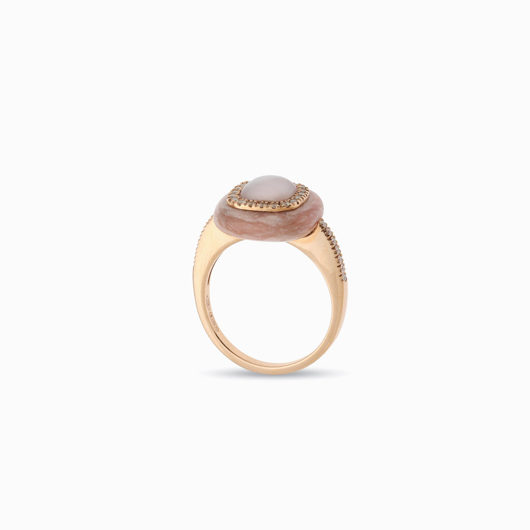 Pink Cabochon Ring in 18K Rose Gold