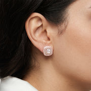 Pink Cabochon Studs in 18K Rose Gold