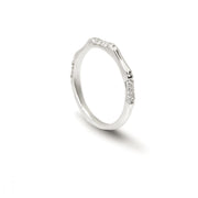 Bamboo Diamond Band in 18K White Gold, view 2