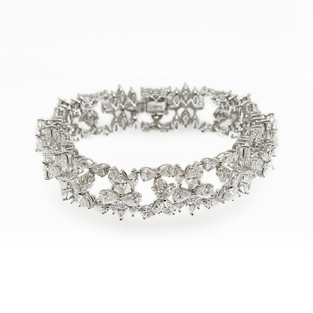 Diamond Blossom Bracelet in 18K White Gold, view 2