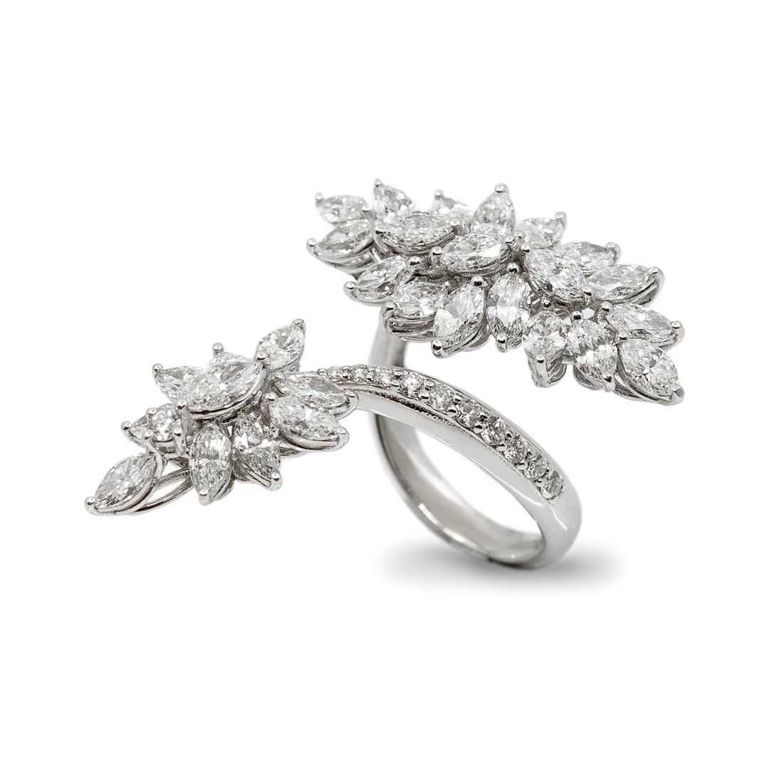Marquise Diamond Toi et Moi Ring in 18K White Gold, view 2