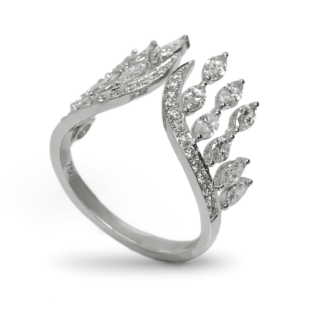 Marquise Diamond Fringe Ring in 18K White Gold, view 2