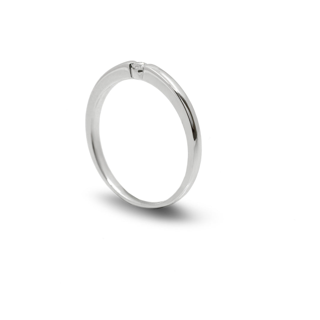 Petite Diamond Solitaire Band in 18K White Gold, view 2
