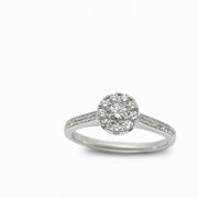 Round Diamond Halo Ring in 18K White Gold, view 2